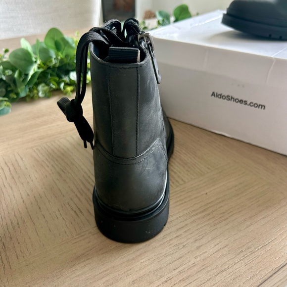New Aldo Men\'s Black Lace-Up Zip Combat Boots main image 7